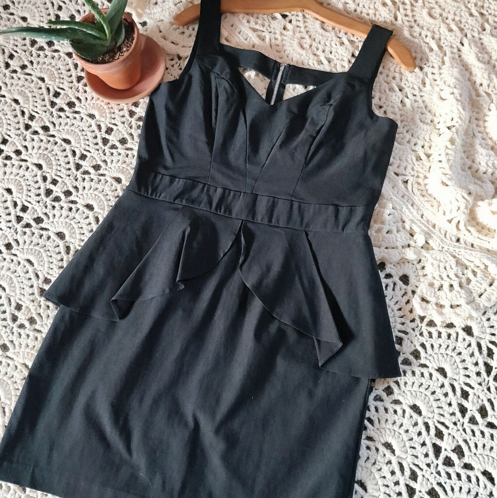 Paper Doll - Black Peplum Midi Dress - Size 13